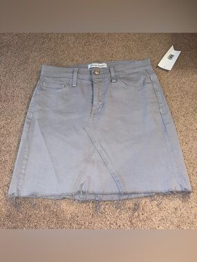 Flying Monkey Gray Frayed Hem Denim Mini Skirt
